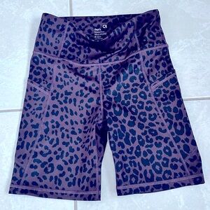 Never Worn 💥GapFit Recycled Power Leopard High Rise 7” Bike Shorts w Pockets! S